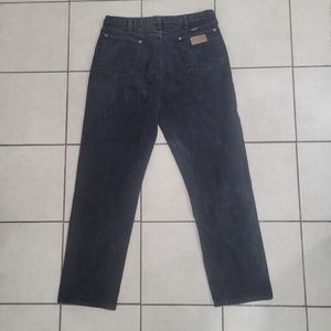 Vintage 90s Wrangler Faded Black Zip Fly Straight Leg Jeans 38x34 USA Made